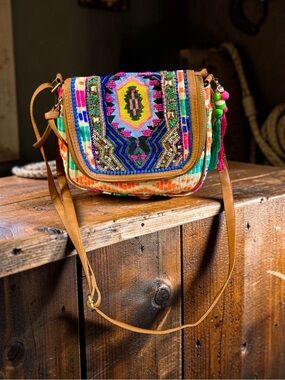 Aldo Boho Western Embroidered Crossbody Bag in Multicolor